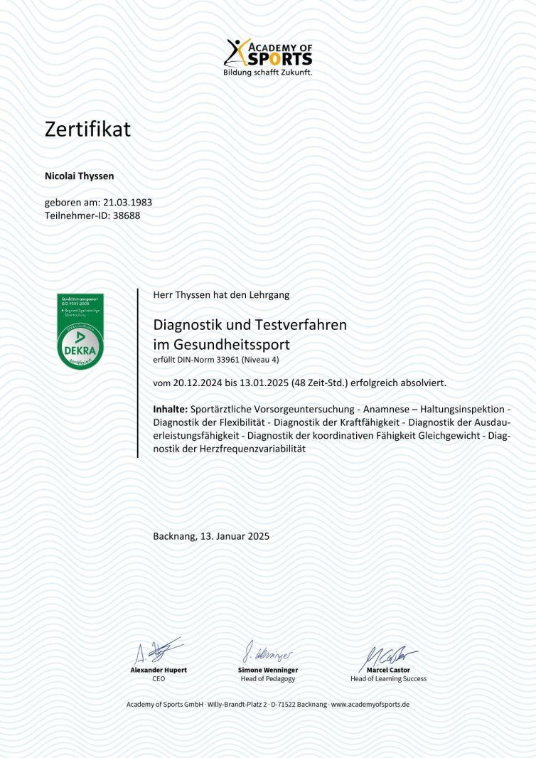 Diagnostik und Testverfahren im Gesundheitssport