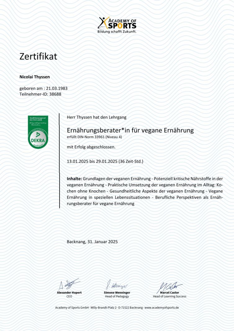 Ernährungsberater für vegane Ernährung