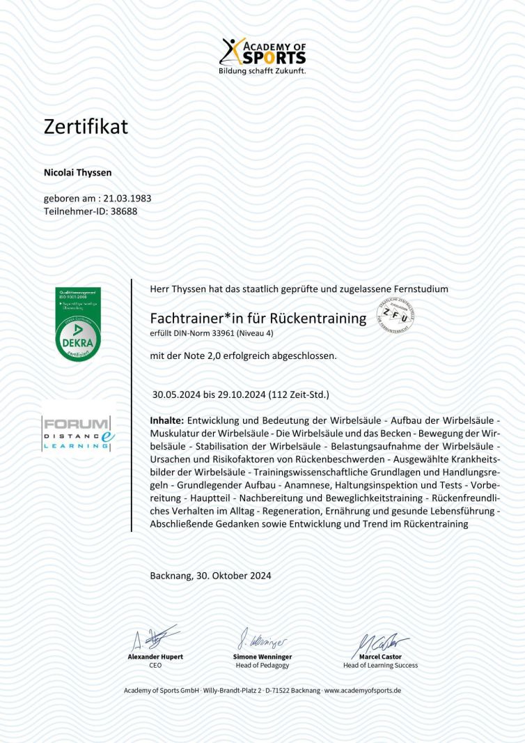 Fachtrainer Rückentraining