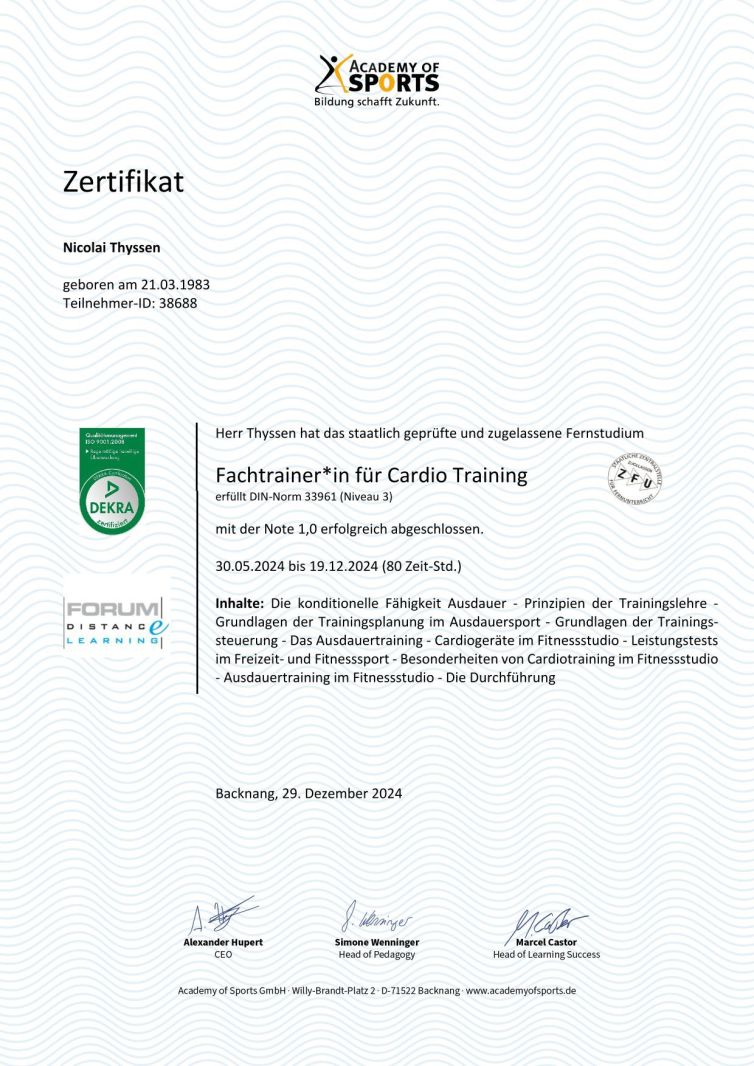 Fachtrainer für Cardio Training