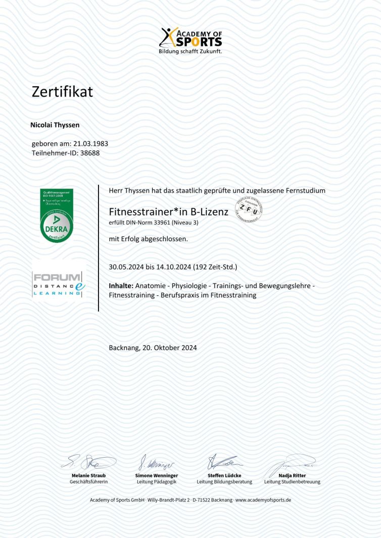 Fitnesstrainer B-Lizenz