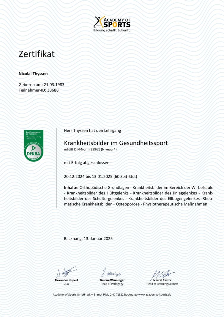 Krankheitsbilder im Gesundheitssport